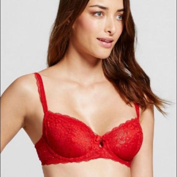 Gillian & O’Malley Ripe Red Lace Secy Balconette Bra 32DD- NWT - Picture 5 of 12